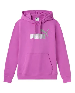 PUMA - FELPA CON CAPPUCCIO FUXIA ESSENTIAL +TEXTURED FOIL BIG - DA DONNA, 688915-89