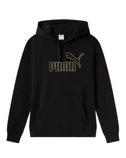 PUMA - FELPA CON CAPPUCCIO NERA ESSENTIAL HD BIG LOGO DA UOMO, 688909-01