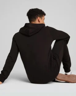 PUMA - FELPA CON CAPPUCCIO NERA ESSENTIAL N. 1 LOGO FZ HD - DA UOMO, 682588-01