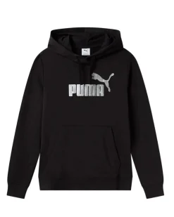 PUMA - FELPA CON CAPPUCCIO NERA ESSENTIAL +TEXTURED FOIL BIG - DA DONNA, 688915-01
