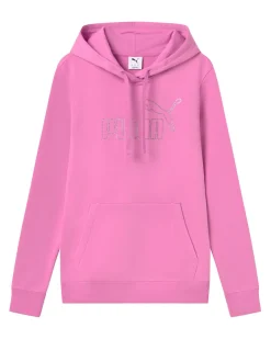 PUMA - FELPA  CON CAPPUCCIO ROSA MALVA ESSENTIAL  RHINESTONE DA DONNA, 693555-74