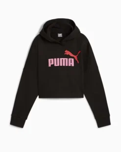 PUMA - FELPA CORTA CON CAPPUCCIO JUNIOR NERA CON LOGO VIOLA - 671134-01