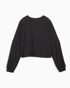 PUMA - Felpa crop da donna nera in tessuto traspirante