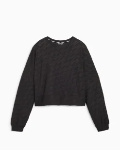 PUMA - Felpa crop da donna nera in tessuto traspirante