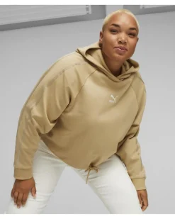 PUMA - Felpa da donna relaxed fit beige con cappuccio