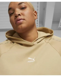 PUMA - Felpa da donna relaxed fit beige con cappuccio