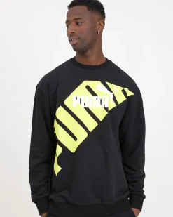 PUMA - FELPA DA DUOMO POWER GRAPHIC CREW TR BLACK-LIME - 678961-51