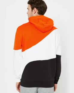 PUMA - Felpa da uomo arancione nera e bianca con cappuccio