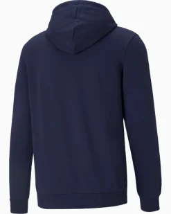PUMA - Felpa da uomo blu scuro con cappuccio e logo bianco
