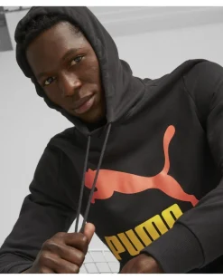 PUMA - Felpa da uomo nera con dettagli colorati e cappuccio