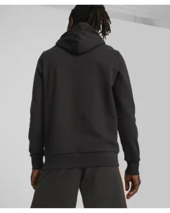 PUMA - Felpa da uomo nera con dettagli colorati e cappuccio