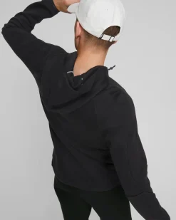 PUMA - Felpa da uomo nera in tessuto traspirante con cappuccio