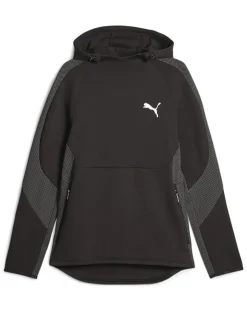PUMA - Felpa da uomo nera in tessuto traspirante con cappuccio e coulisse in vita