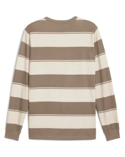 PUMA - FELPA GIROCOLLO A RIGHE BEIGE E MARRONE CLASS STRIPED AOP - DA UOMO, 684647-93