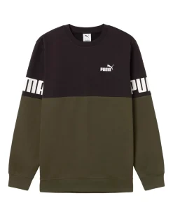 PUMA - FELPA GIROCOLLO NERA E VERDE POWER COLORBLOCK - DA UOMO, 693577-70
