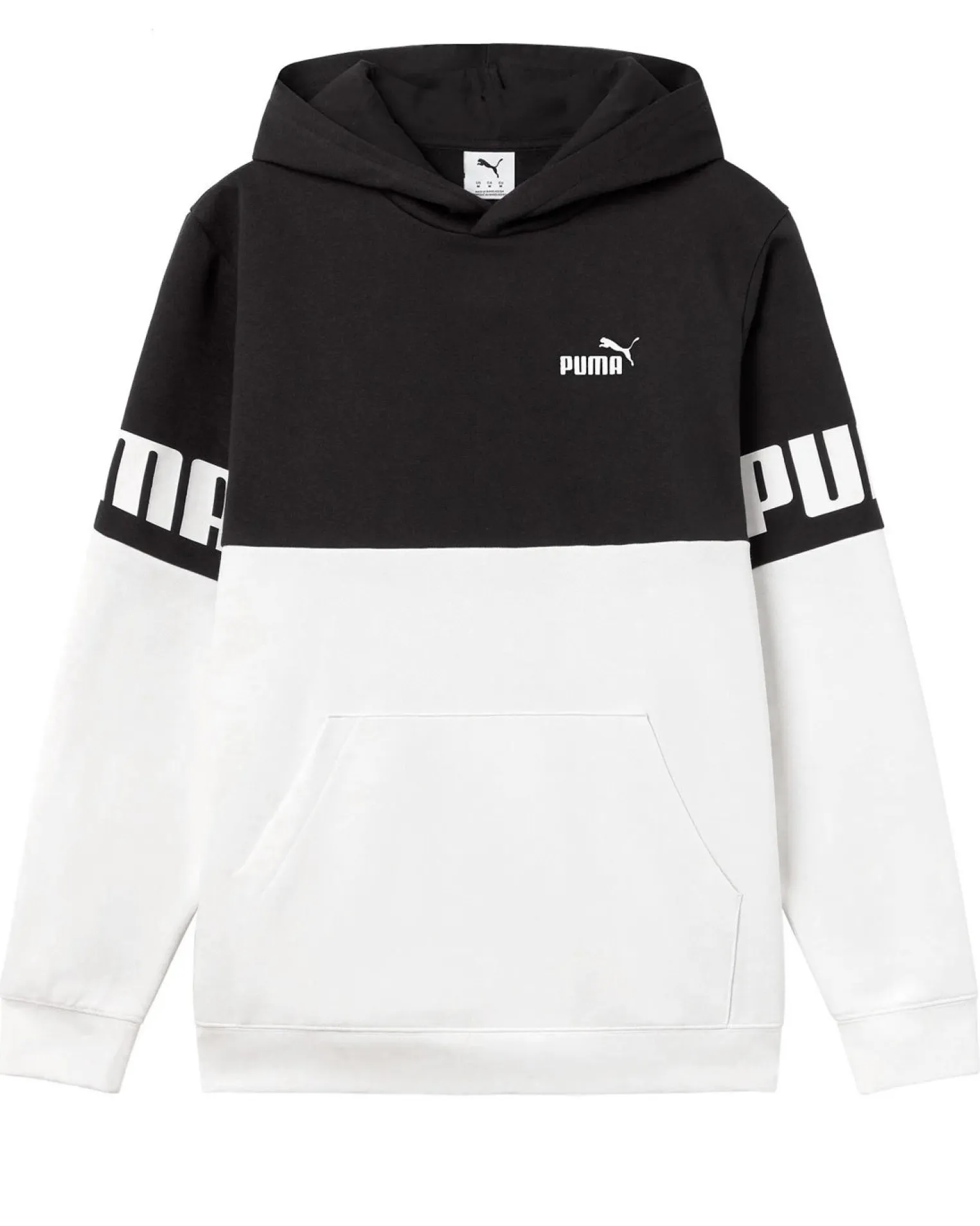 PUMA - FELPA NERA E BIANCA CON CAPPUCCIO POWER COLORBLOCK HD FL DA UOMO, 693579-02