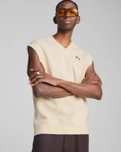 PUMA - GILET BEIGE/CREMA WARDROBE ESS RELAXED VEST DA UOMO, 629662-87