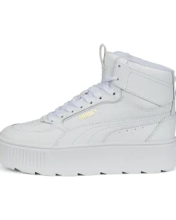 PUMA KARMEN REBELLE MID - Sneakers alta bianca in VERA PELLE con dettagli oro e suola alta
