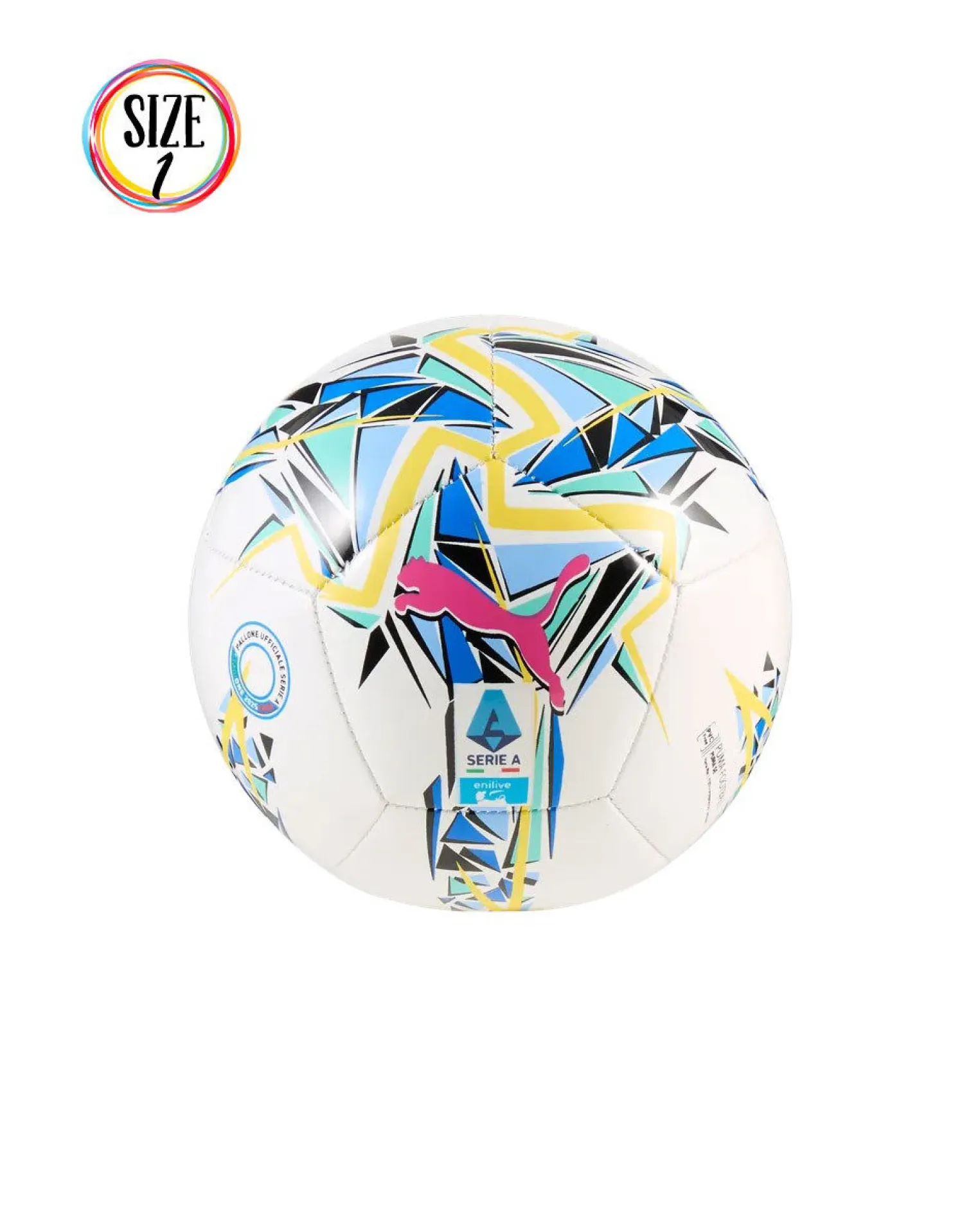 PUMA - PALLONE MINI ORBITA SERIE A BIANCO/MULTICOLOR CON LOGO FUXIA MISURA 1, 084642-03