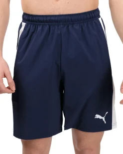 PUMA - Pantaloncini da padel uomo blu in tessuto traspirante con logo bianco