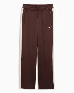 PUMA - PANTALONE DA ALLENAMENTO T7 ALWAYS ON RELAXED MARRONE CON DETTAGLI BIANCHI, 629589-31