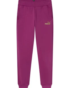 PUMA - Pantalone fuxia da bimba con logo oro  ESSENTIAL GLITTER