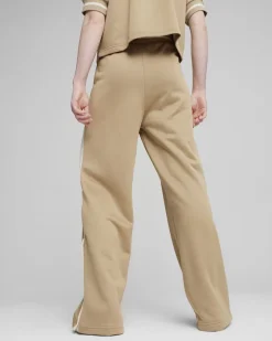PUMA - Pantalone tuta relaxed fit beige da donna con bottoni laterali