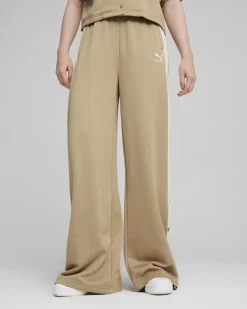PUMA - Pantalone tuta relaxed fit beige da donna con bottoni laterali