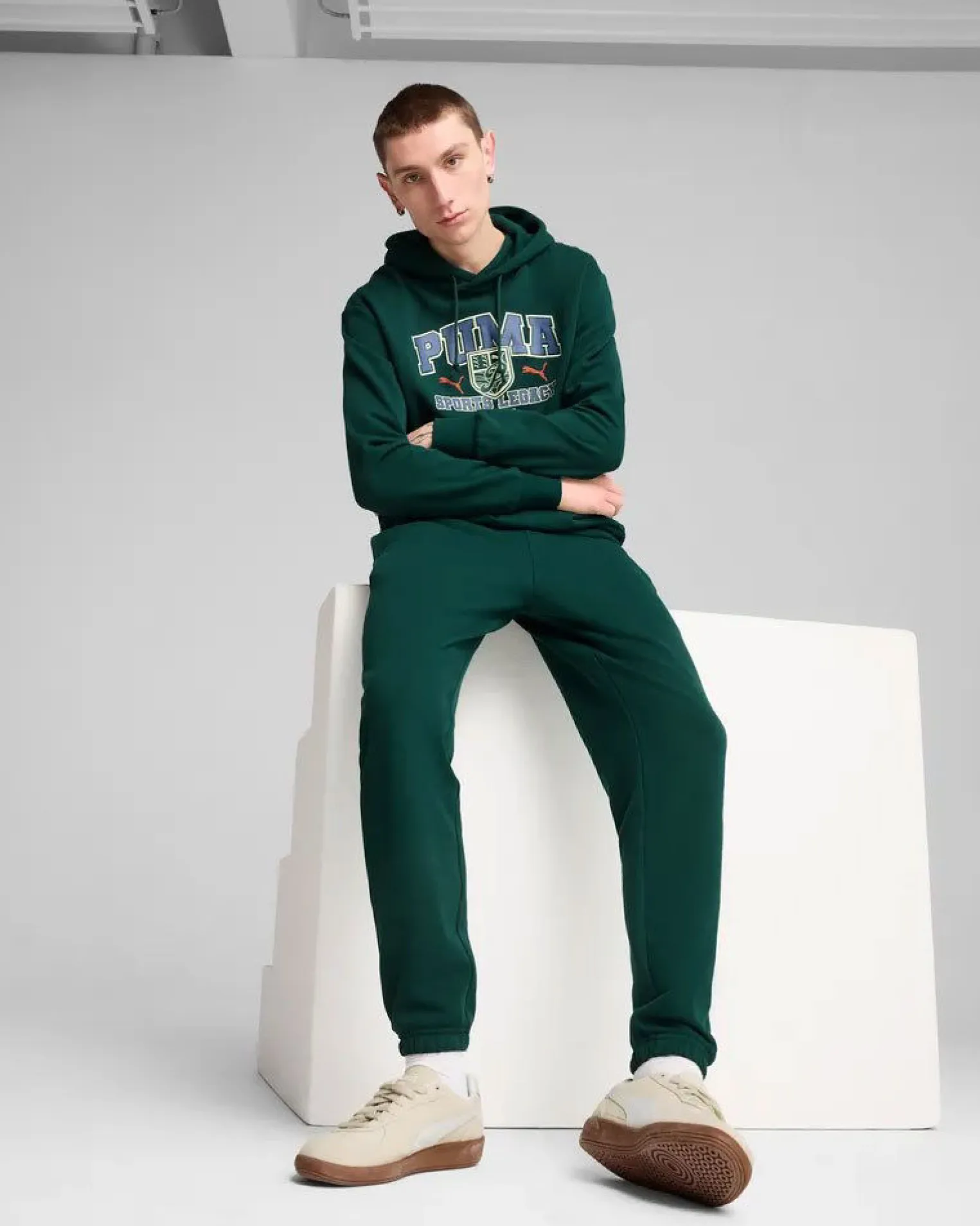 PUMA - PANTALONE TUTA VERDE SPORTS LEGACY GRAPHIC DA UOMO, 629631-60