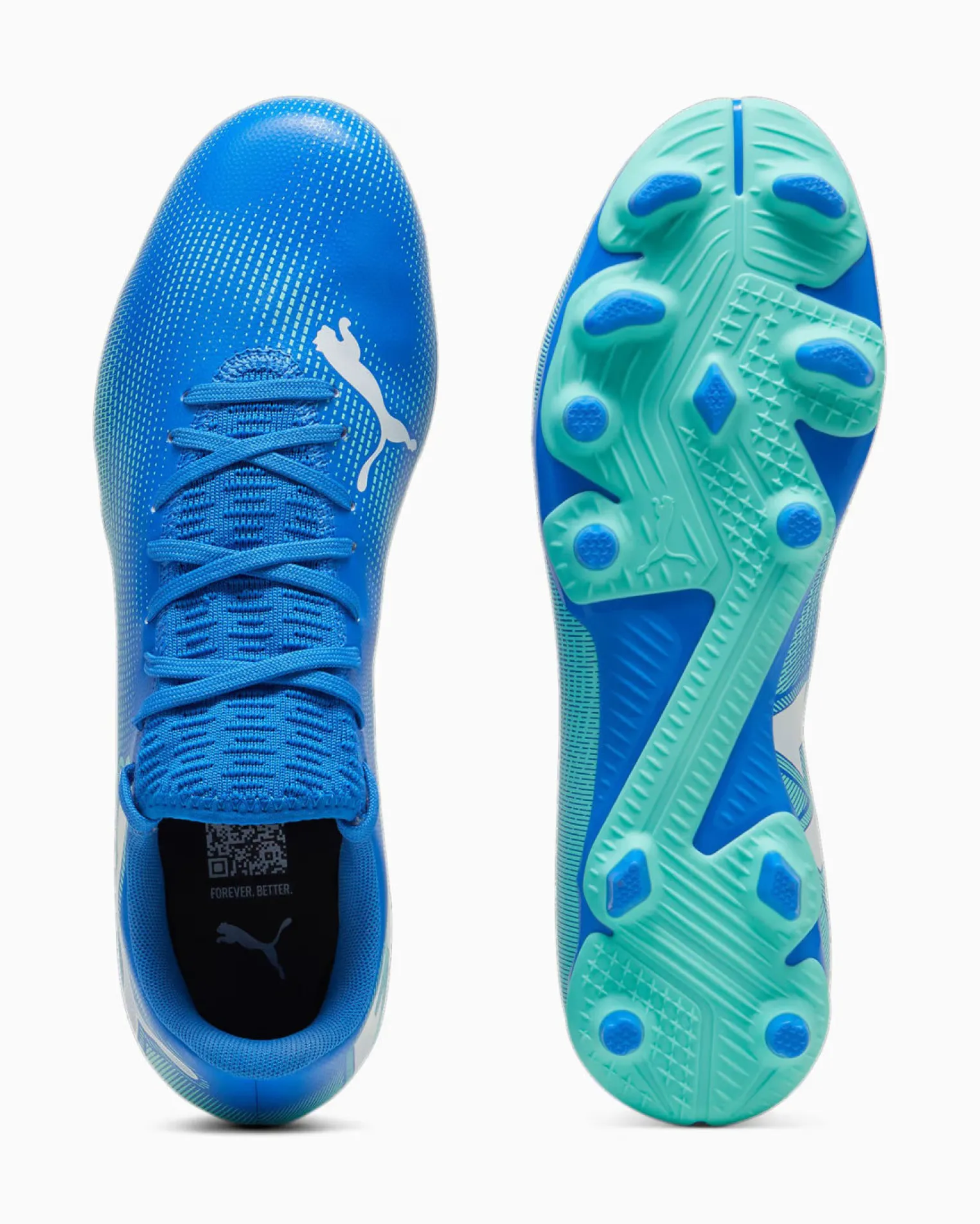 PUMA - SCARPA DA CALCIO UOMO BLU, BIANCA E VERDE FUTURE 7 PLAY FG/AG 107939-01