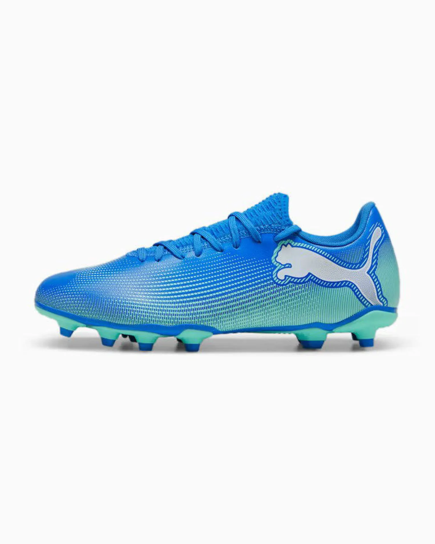 PUMA - SCARPA DA CALCIO UOMO BLU, BIANCA E VERDE FUTURE 7 PLAY FG/AG 107939-01