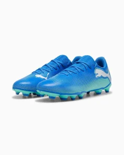 PUMA - SCARPA DA CALCIO UOMO BLU, BIANCA E VERDE FUTURE 7 PLAY FG/AG 107939-01