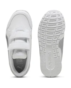 PUMA - SCARPA ST RUNNER V4 SL GLITTER PS BIANCA E ARGENTO, NUMERATA 28/35 - 401587-01