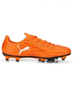 PUMA - Scarpe da calcio bambino arancioni e bianche, numerata 28/38,5 - RAPIDO III FG/AG JR