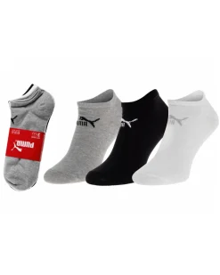 PUMA - Set 3 paia calzini fantasmino da uomo nero grigio e bianco