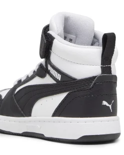 PUMA - Sneaker alta da bambino nera e bianca con strappo, numerata 20/27 - REBOUND V6 MID AC INF