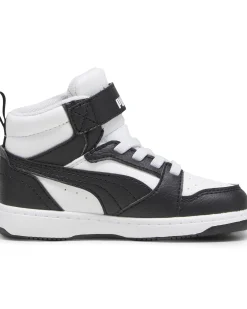 PUMA - Sneaker alta da bambino nera e bianca con strappo, numerata 20/27 - REBOUND V6 MID AC INF