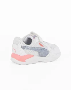 PUMA - Sneaker da bambina bianca e rosa con logo metallizzato e strappo, numerata 20/27 - X RAY SPEED LITE BLINK AC INF