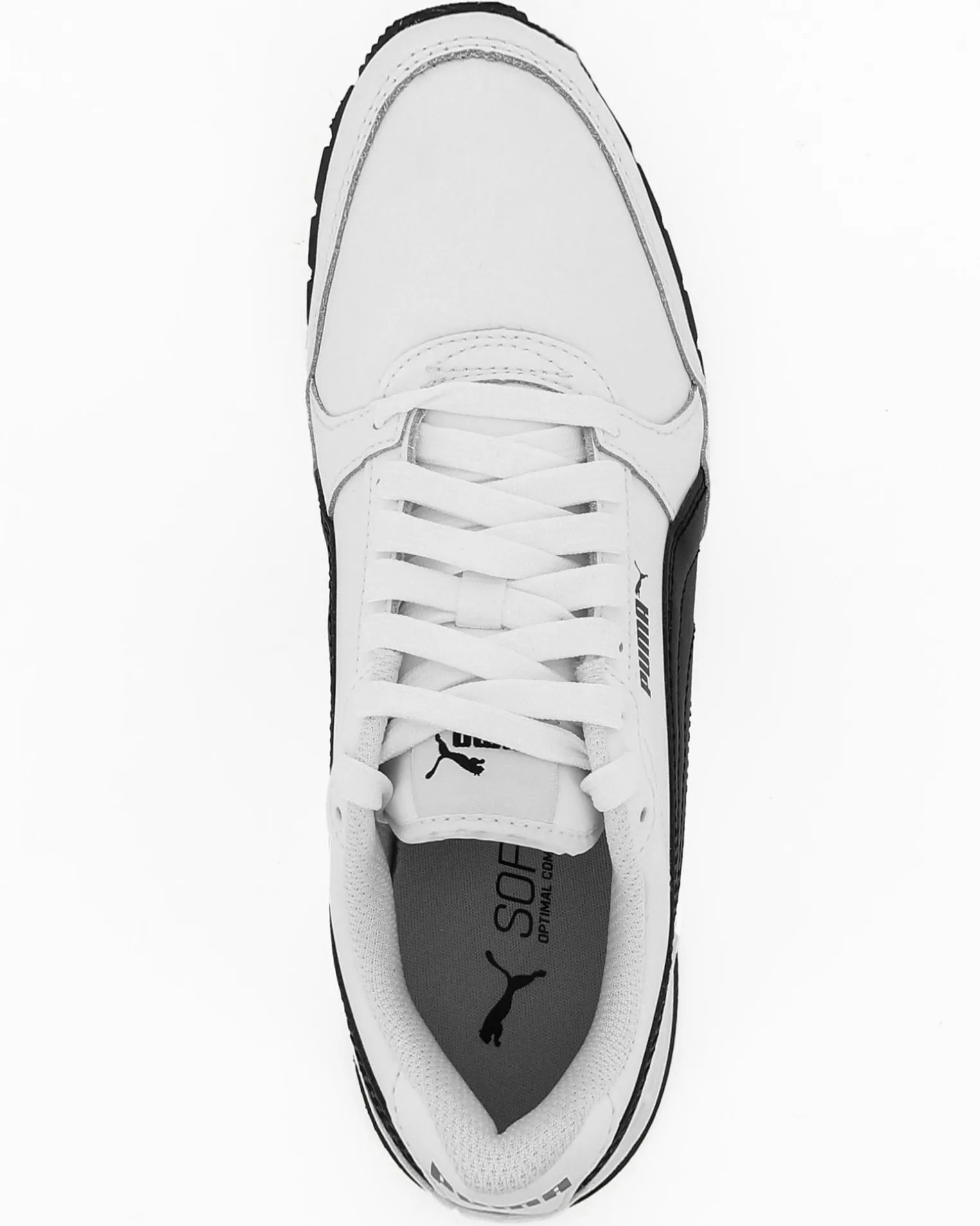 PUMA - Sneakers bianca e nera in VERA PELLE con soletta in memory foam, numerata 36/39 - ST RUNNER V3 L JR