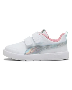 PUMA - SNEAKERS BIMBA BIANCA E GRIGIA COURTFLEX V3 SPACE BELLE DAL 28 AL 35- 404345-01