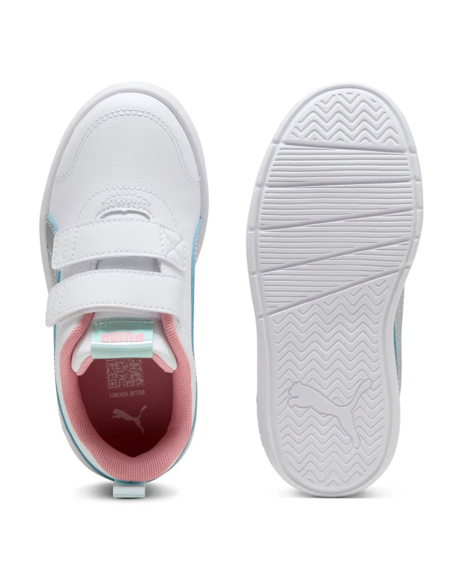 PUMA - SNEAKERS BIMBA BIANCA E GRIGIA COURTFLEX V3 SPACE BELLE DAL 28 AL 35- 404345-01