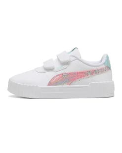 PUMA - SNEAKERS BIMBA CARINA 3.0 SPACE BELLE PS BIANCHE, ROSA E CELESTI DAL 28 AL 35, 402806-01