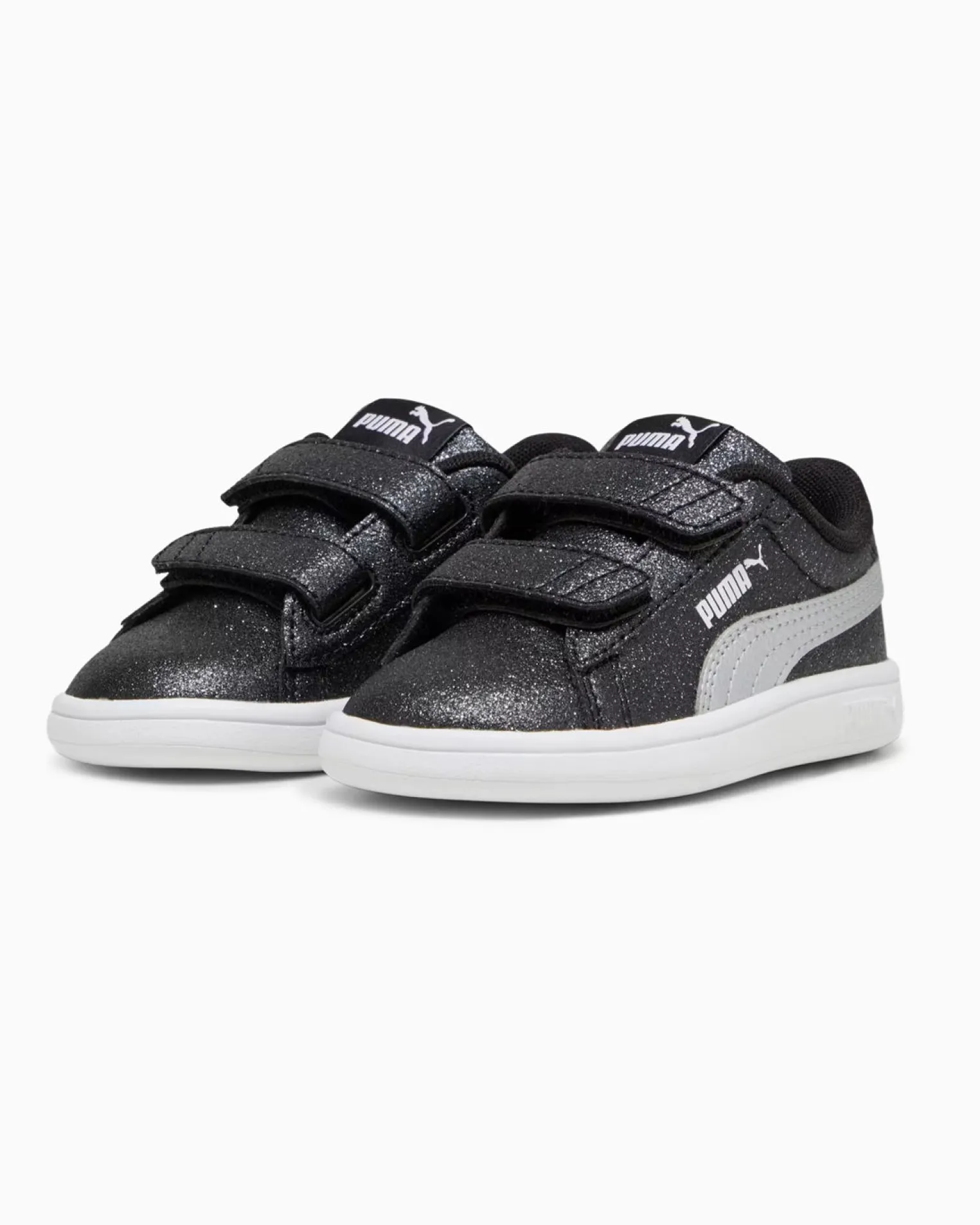 PUMA - SNEAKERS BIMBA NERE GLITTERATE E GRIGIE SMASH 3.0 GLITZ PS DAL 28 AL 35, 394686-03
