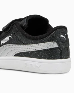 PUMA - SNEAKERS BIMBA NERE GLITTERATE E GRIGIE SMASH 3.0 GLITZ PS DAL 28 AL 35, 394686-03