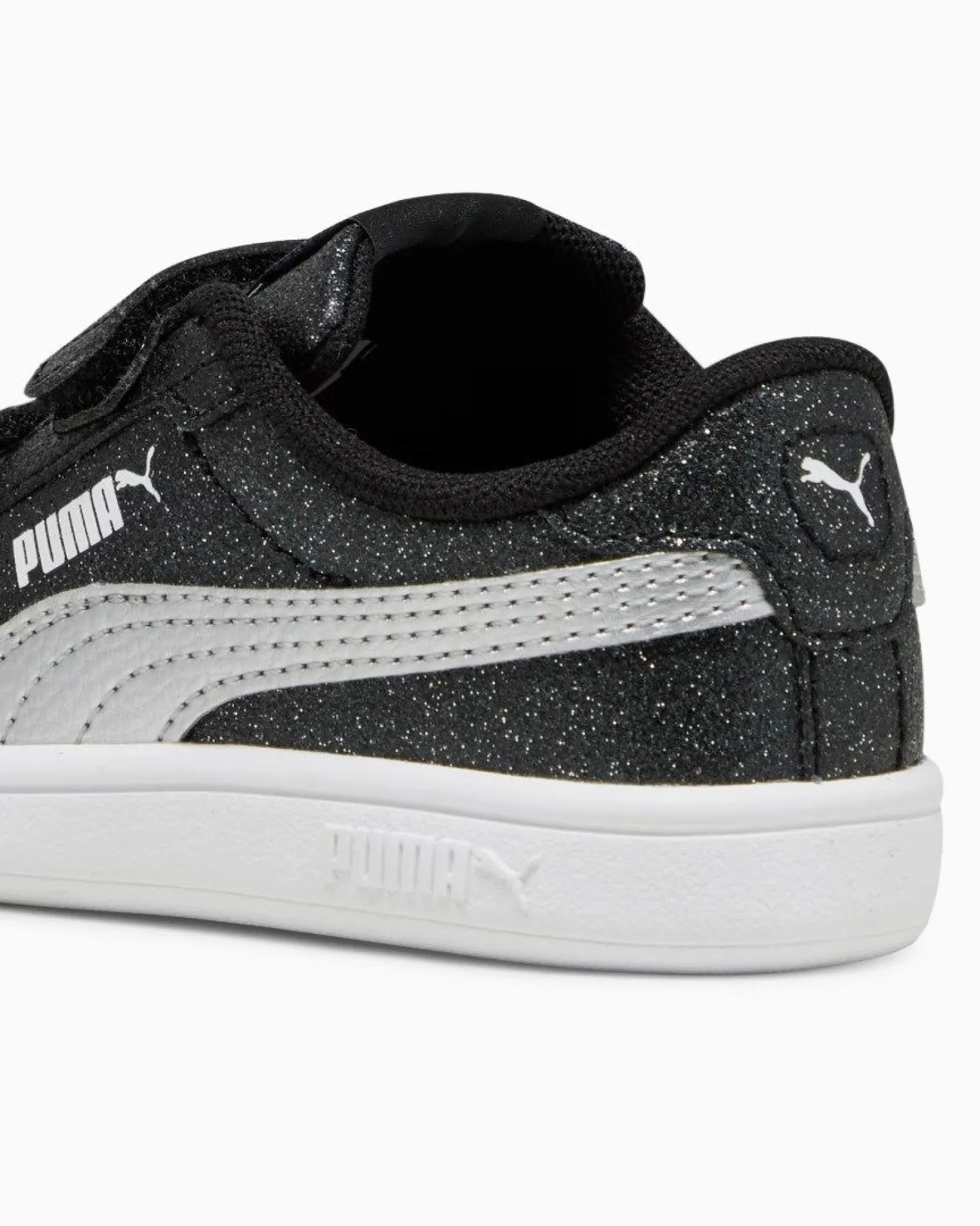 PUMA - SNEAKERS BIMBA NERE GLITTERATE E GRIGIE SMASH 3.0 GLITZ PS DAL 28 AL 35, 394686-03
