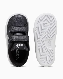 PUMA - SNEAKERS BIMBA NERE GLITTERATE E GRIGIE SMASH 3.0 GLITZ PS DAL 28 AL 35, 394686-03