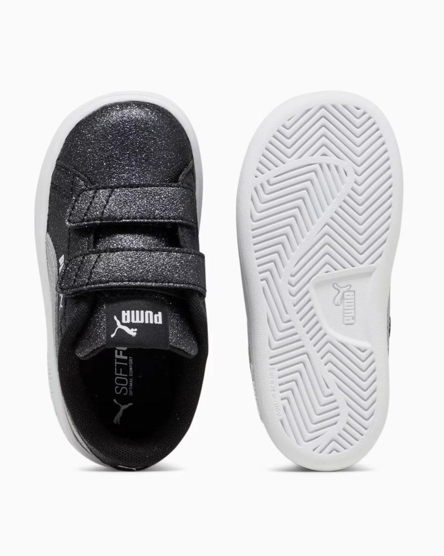 PUMA - SNEAKERS BIMBA NERE GLITTERATE E GRIGIE SMASH 3.0 GLITZ PS DAL 28 AL 35, 394686-03