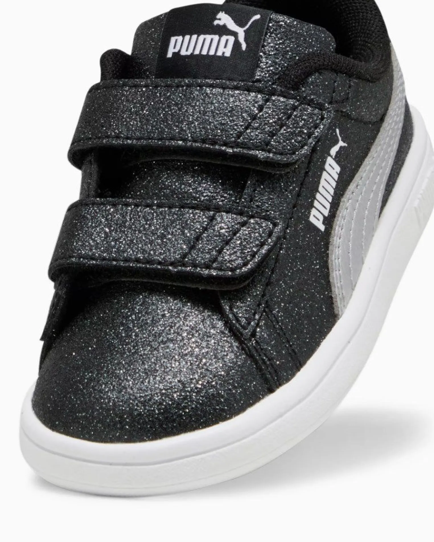 PUMA - SNEAKERS BIMBA NERE GLITTERATE E GRIGIE SMASH 3.0 GLITZ PS DAL 28 AL 35, 394686-03