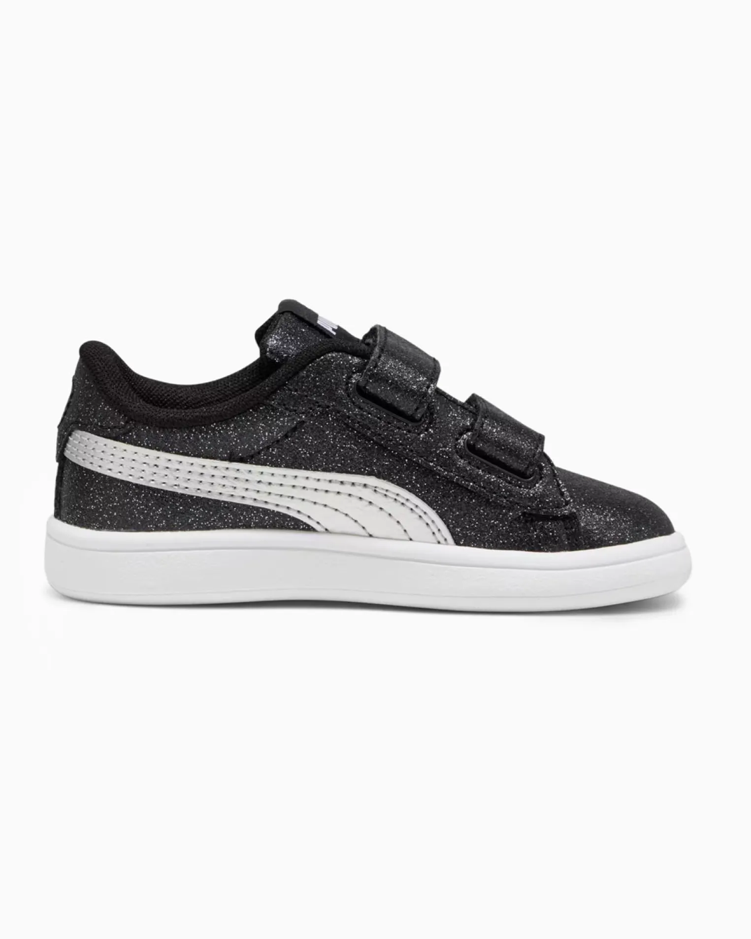 PUMA - SNEAKERS BIMBA NERE GLITTERATE E GRIGIE SMASH 3.0 GLITZ PS DAL 28 AL 35, 394686-03