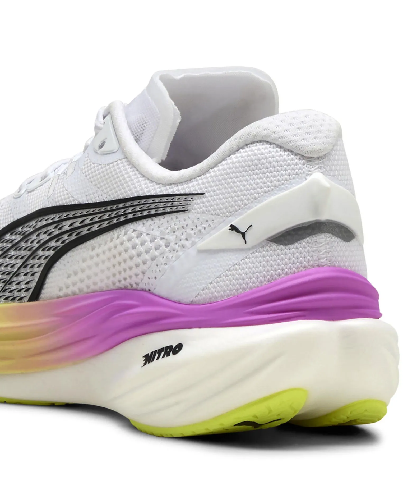 PUMA - SNEAKERS DA DONNA BIANCA, NERA, VIOLA E GIALLA DEVIATE NITRO 3, 309708-18